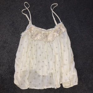 American Eagle Cream and Gold Tank Top, SMALL